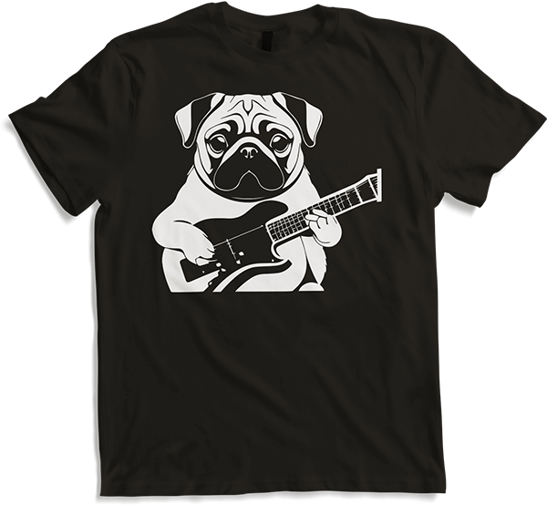 Produktbild von T-Shirt Mops mit E-Gitarre Musiker Lustiger Gitarrist