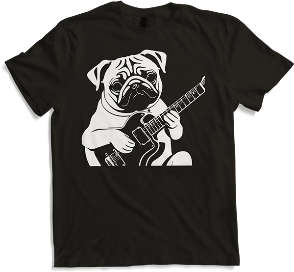 Produktbild von T-Shirt Mops mit E-Gitarre Musiker Lustiger Gitarrist