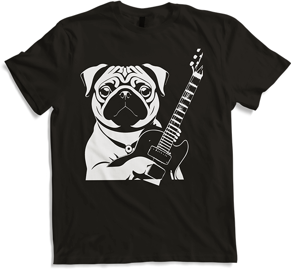 Produktbild von T-Shirt Mops mit E-Gitarre Musiker Lustiger Gitarrist