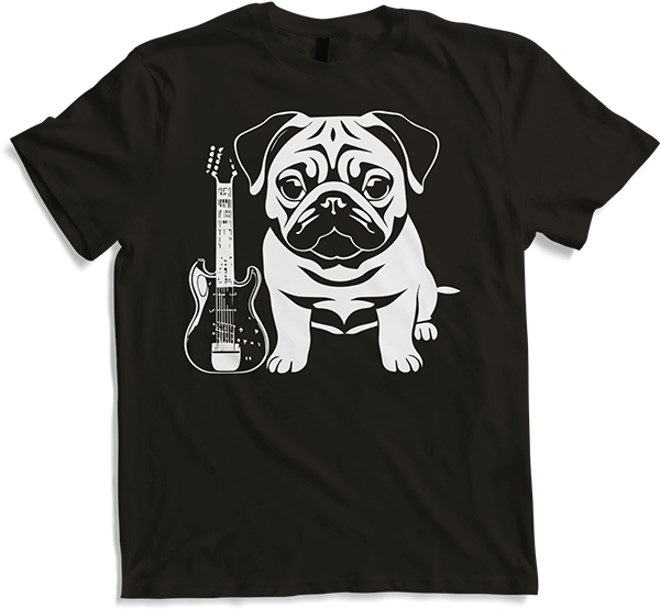 Produktbild von T-Shirt Mops mit E-Gitarre Musiker Lustiger Gitarrist