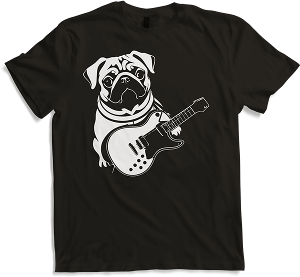 Produktbild von T-Shirt Mops mit E-Gitarre Musiker Lustiger Gitarrist