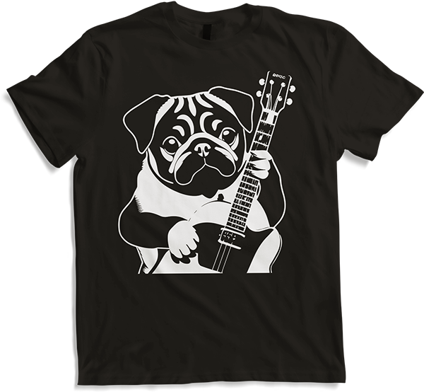 Produktbild von T-Shirt Mops mit E-Gitarre Musiker Lustiger Gitarrist