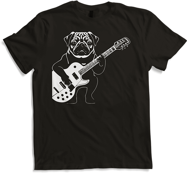 Produktbild von T-Shirt Mops mit E-Gitarre Musiker Lustiger Gitarrist