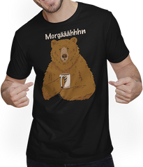 Produktbild von T-Shirt mit Mann Morgääähhhn Morgenmuffel Spruch Müder Bär mit Kaffee Sprüche