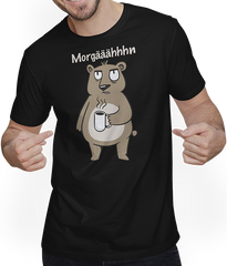 Produktbild von T-Shirt mit Mann Morgääähhhn Morgenmuffel Spruch Müder Bär mit Kaffee Sprüche
