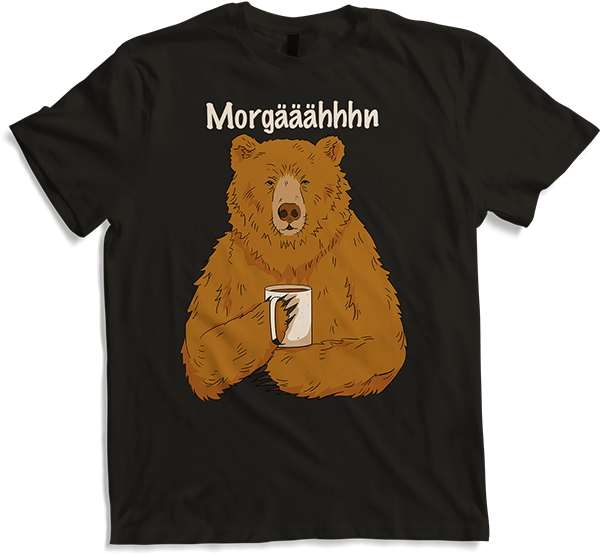 Produktbild von T-Shirt Morgääähhhn Morgenmuffel Spruch Müder Bär mit Kaffee Sprüche