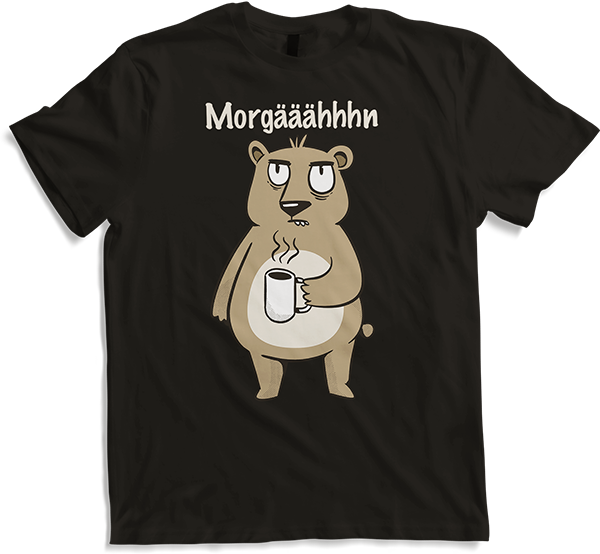 Produktbild von T-Shirt Morgääähhhn Morgenmuffel Spruch Müder Bär mit Kaffee Sprüche