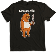 Produktbild von T-Shirt Morgääähhhn Spruch Müdes Faultier in Unterhemd mit Kaffee