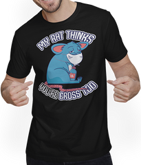 Produktbild von T-Shirt mit Mann My Rat Thinks You're Gross Too Pet Rat Wearing Gesichtsmaske