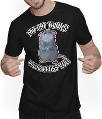 Produktbild von T-Shirt mit Mann My Rat Thinks You're Gross Too Ratte Spruch Maske Farbratte