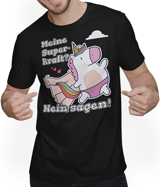Produktbild von T-Shirt mit Mann NEIN Einhorn Lustiger frecher Spruch für Mädchen & Teenager
