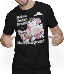 Produktbild von T-Shirt mit Mann NEIN Einhorn Lustiger frecher Spruch für Mädchen & Teenager