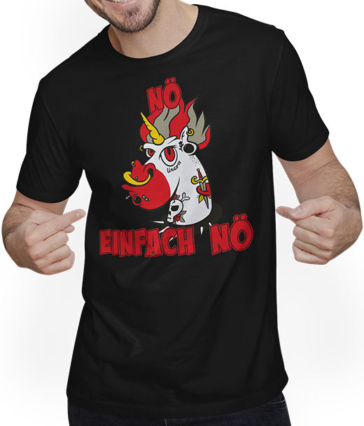 Produktbild von T-Shirt mit Mann NÖ Einhorn Frecher Spruch für Mädchen & Jungs Punker Einhorn