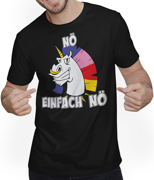 Produktbild von T-Shirt mit Mann NÖ Einhorn Frecher Spruch für Mädchen & Jungs Punker Einhorn