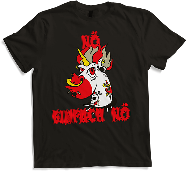 Produktbild von T-Shirt NÖ Einhorn Frecher Spruch für Mädchen & Jungs Punker Einhorn