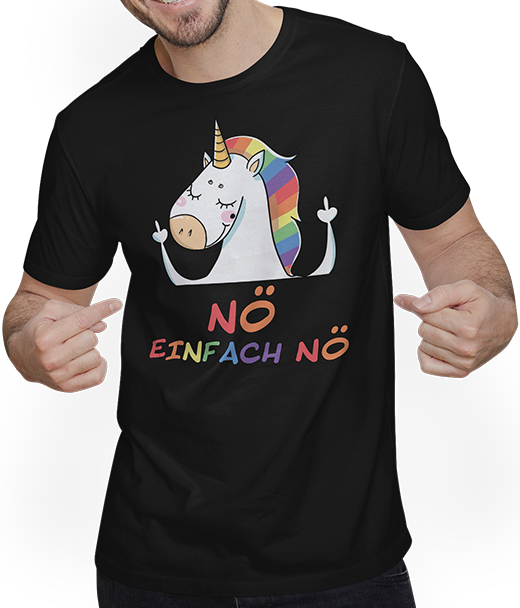 Produktbild von T-Shirt mit Mann NÖ Einhorn Stinkefinger | Lustiger Spruch | Für Frauen