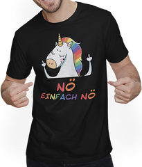 Produktbild von T-Shirt mit Mann NÖ Einhorn Stinkefinger | Lustiger Spruch | Für Frauen