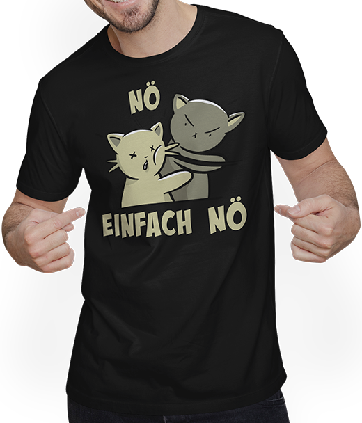Produktbild von T-Shirt mit Mann NÖ Katze Backpfeife Lustiger Sarkastischer Spruch Ohrfeige