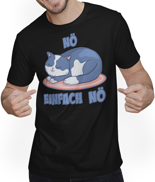 Produktbild von T-Shirt mit Mann NÖ Katze schläft Lustiger Cooler Spruch für Jungs & Mädchen