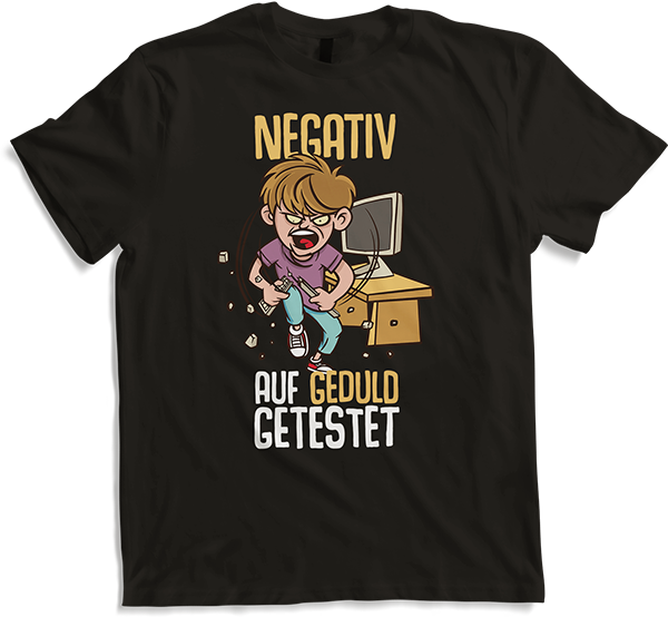 Produktbild von T-Shirt Negativ Geduld getestet Gamer Nerd Spruch PC Computer Games