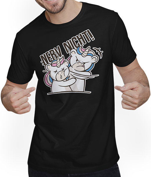 Produktbild von T-Shirt mit Mann Nerv nicht! Einhorn verteilt Ohrfeige Freches Sarkastisches