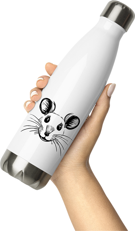Produktbild von Thermosflasche von Hand gehalten Niedliche Ratten-Illustration, Haustier-Ratten-Zeichnung, ausgefallene Ratten