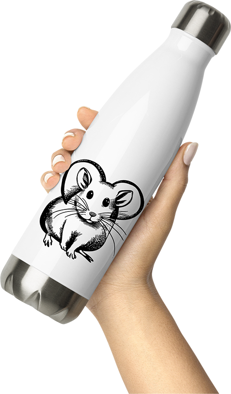 Produktbild von Thermosflasche von Hand gehalten Niedliche Ratten-Illustration mit Herz, Haustier-Ratten-Zeichnung, ausgefallene Ratten
