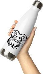 Produktbild von Thermosflasche von Hand gehalten Niedliche Ratten-Illustration mit Herz, Haustier-Ratten-Zeichnung, ausgefallene Ratten
