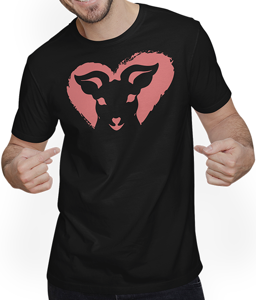 Produktbild von T-Shirt mit Mann Niedliche Ziegen-Silhouette im Herz für Ziegenliebhaber