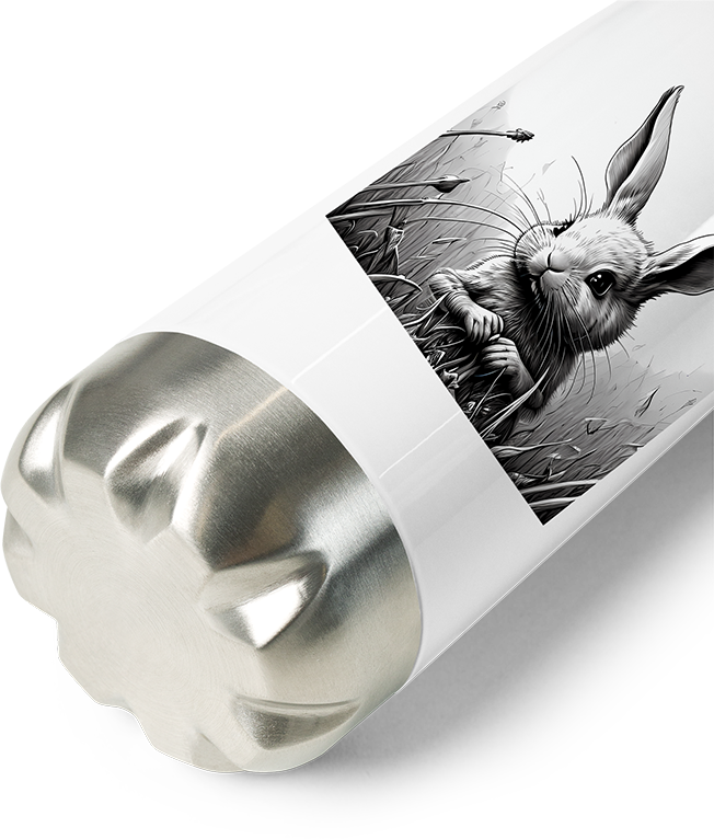 Produktbild vom Boden der Thermoflasche Niedlicher Hasen-Horror-Kunst, Dystopische Kaninchen-Zeichnung