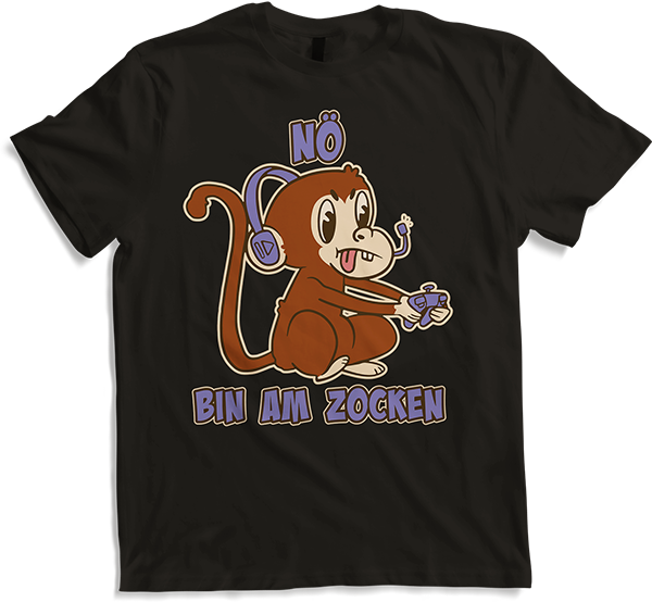 Produktbild von T-Shirt Nö bin am zocken Nerd Affe PC Computer Games Äffchen Zocker