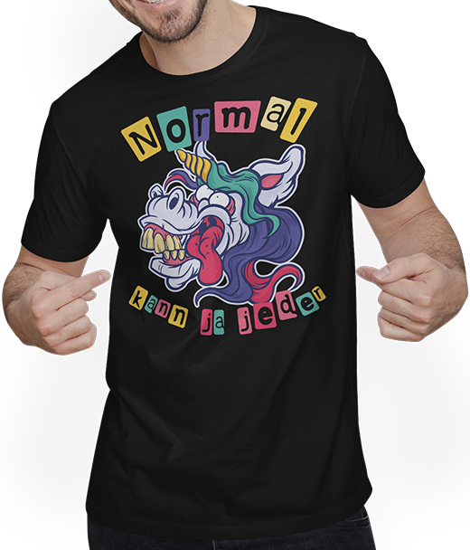 Produktbild von T-Shirt mit Mann Normal kann ja jeder irres Einhorn Teenager Mädchen Jungen
