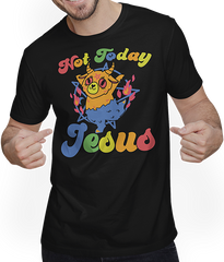 Produktbild von T-Shirt mit Mann Not Today Jesus Witzig Baphomet tanzt Satan Teufel Einhorn