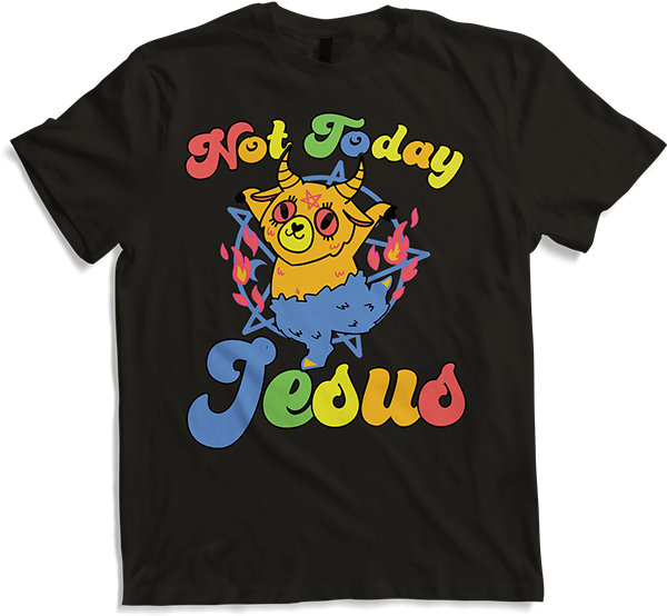 Produktbild von T-Shirt Not Today Jesus Witzig Baphomet tanzt Satan Teufel Einhorn