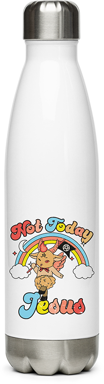 Produktbild von Edelstahlflasche Not Today Jesus Witzig Kawaii Baphomet Satan Teufel Einhorn