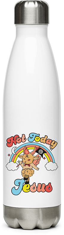 Produktbild von Edelstahlflasche Not Today Jesus Witzig Kawaii Baphomet Satan Teufel Einhorn