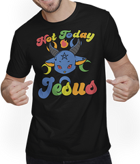 Produktbild von T-Shirt mit Mann Not Today Jesus Witzig Kawaii Baphomet Satan Teufel Einhorn