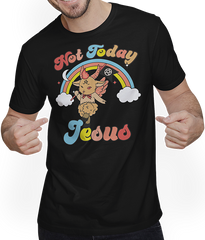 Produktbild von T-Shirt mit Mann Not Today Jesus Witzig Kawaii Baphomet Satan Teufel Einhorn