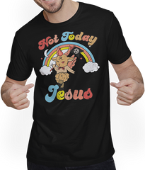 Produktbild von T-Shirt mit Mann Not Today Jesus Witzig Kawaii Baphomet Satan Teufel Einhorn