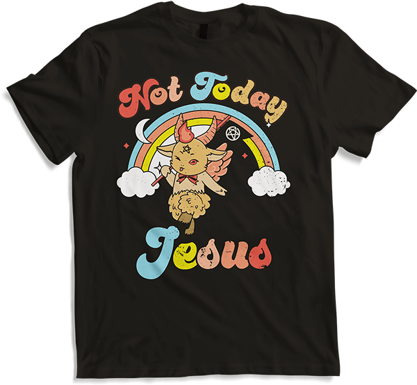 Produktbild von T-Shirt Not Today Jesus Witzig Kawaii Baphomet Satan Teufel Einhorn