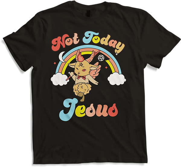 Produktbild von T-Shirt Not Today Jesus Witzig Kawaii Baphomet Satan Teufel Einhorn