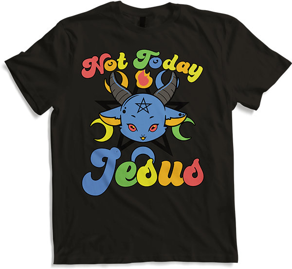 Produktbild von T-Shirt Not Today Jesus Witzig Kawaii Baphomet Satan Teufel Einhorn
