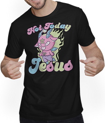 Produktbild von T-Shirt mit Mann Not Today Jesus Witzig Kawaii Bär Satan Teufel Baphomet