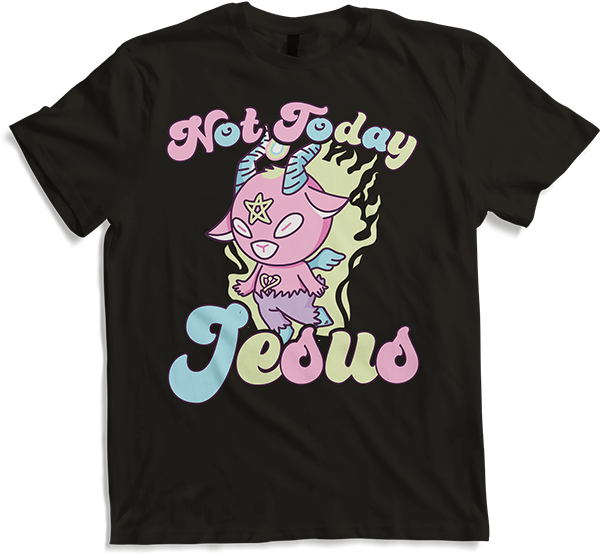 Produktbild von T-Shirt Not Today Jesus Witzig Kawaii Bär Satan Teufel Baphomet