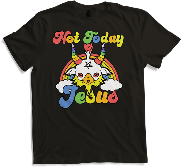 Produktbild von T-Shirt Not Today Jesus lustiges Kawaii Baphomet Satan Teufel Einhorn