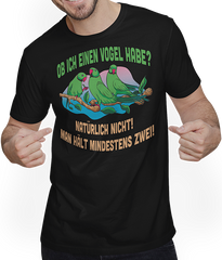 Produktbild von T-Shirt mit Mann Ob ich einen Vogel hab Sarkastische Rosenringsittich Sprüche