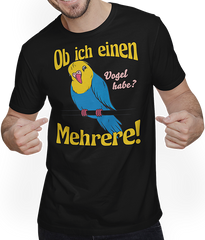 Produktbild von T-Shirt mit Mann Ob ich einen Vogel habe? Mehrere! Wellensittich Sprüche