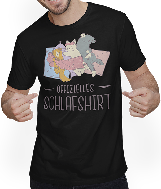 Produktbild von T-Shirt mit Mann Offizielles Schlafshirt Katze Hund Kaninchen Mädchen Spruch