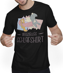 Produktbild von T-Shirt mit Mann Offizielles Schlafshirt Katze Hund Kaninchen Mädchen Spruch