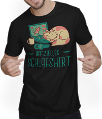 Produktbild von T-Shirt mit Mann Offizielles Schlafshirt Pyjama Katzen Spruch Computer Katze
